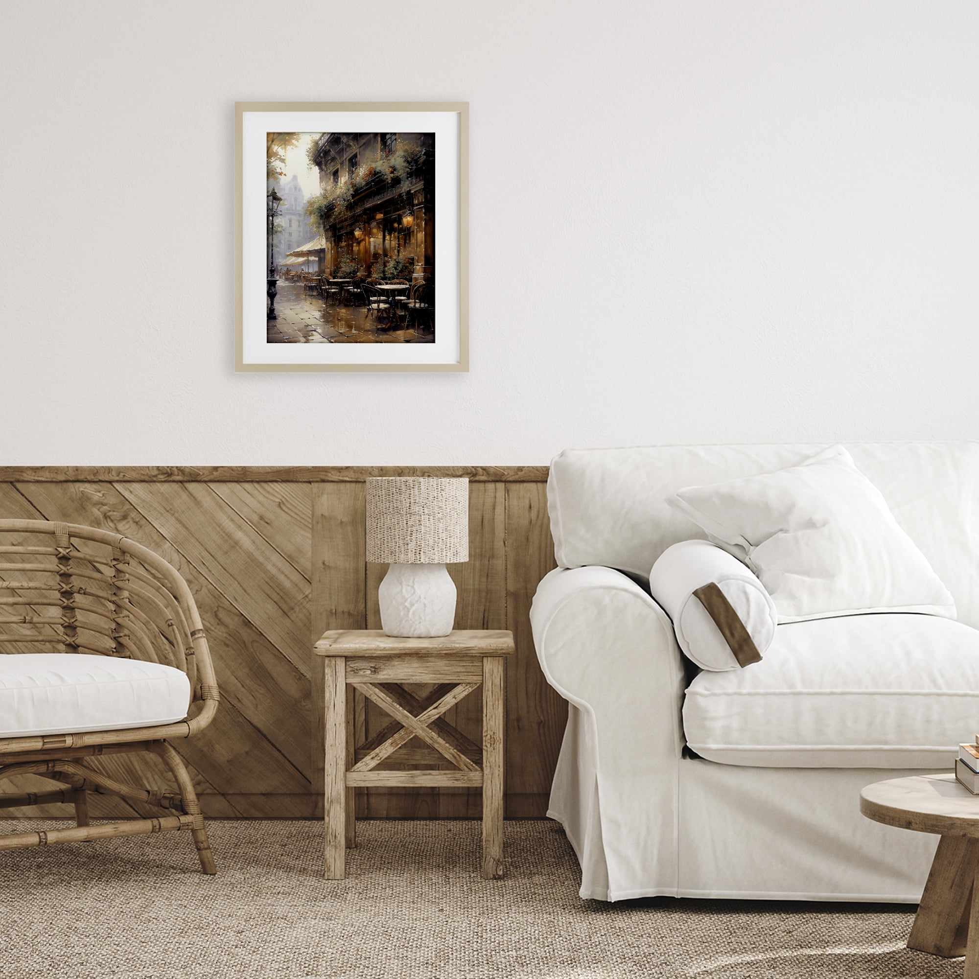 Stupell Industries Paris Street Cafe in Rain Birch Framed Print Under Glass, design by Creative Studio