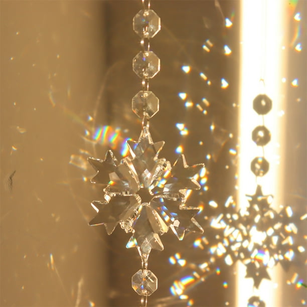 Receptor De Luz Atrapaluz de cristal Prisma Copo de nieve Campanilla de viento Colgante Navidad Sundrop (A) Likrtyny Libre de BPA