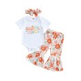 thumbnail image 2 of Toddler Baby Girl Birthday Outfit Groovy One/Two Groovy Romper Shirts Flower Bell Bottoms Headband Boho Clothes 6M 18M, 2 of 10
