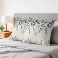 thumbnail image 6 of 16x16 Pillow Covers Set of 2, Blue Grey Eucalyptus Square Throw Pillow Covers for Couch/Sofa/Living Room, Farmhouse Weeping Leaves on Linen Decorative Soft Pillowcases for Couch Throw Pillows, 6 of 9