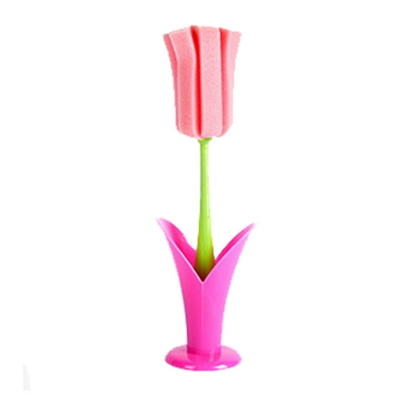 PATLOLLAV Flower Sponge Brush with Leaf Shaped Base Cute Kitchen Cup Cleaning Brush Baby Bottle Cleaning Brush Bottle Cleaning Brush for Kitchen Decor