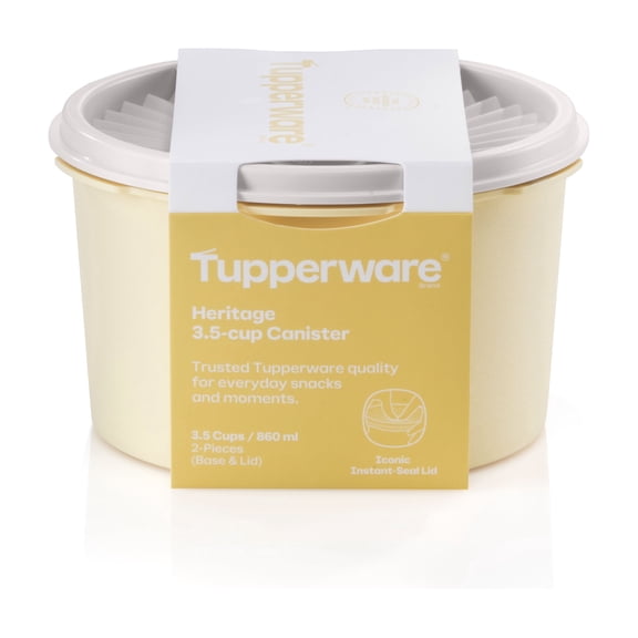 Tupperware Heritage 3.5-Cup Food Storage Canister with Lid, Yellow