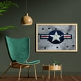 thumbnail image 2 of Airplane Wall Art with Frame, Star on Round Circle with Stripes with Grunge Effect Backdrop Aircraft, Printed Fabric Poster for Bathroom Living Room, 35" x 23", Red Grey Blue, by Ambesonne, 2 of 2