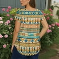 thumbnail image 4 of TQWQT Women's Plus Size Tops 4x-5x Summer V Neck Criss Cross Tunic Shirts Aztec Print T-Shirt Short Sleeve Shirts Loose Casual Clothes for Women Light Blue L, 4 of 5