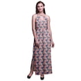 thumbnail image 1 of Bimba Floral Ladies Crew Neck Waist String Print Maxi Dress with Side Slits Summer Wear-Small, 1 of 6