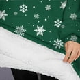thumbnail image 3 of Oversized Wearable Blanket Hoodie,Green Christmas Snowflake Pattern Sherpa Blanket Hoodie with Super Pockets,Super Warm Fuzzy Pullover for Women & Men, 3 of 6
