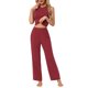 thumbnail image 2 of Conjunto de lounge para mujeres INSPIRE CHIC, top sin mangas y pantalones, pijama sólido, talla XL, rojo, 2 of 6