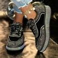 thumbnail image 2 of Rhinestone Sneakers for Women Platform Sparkly Glitter Bling Tennis Shoes Fashion Bedazzled Wedding Bridal Party Walking Sneakers, Cute Bowknot Glitter Bling Loafers, 2 of 8