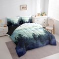 thumbnail image 3 of Erosebridal Foggy Woodland Bed in a Bag King Size,Tropical Botanical Tree Bed Set,Green Blue Bedding King Size For Men Women,Microfiber Bedroom Decor Reversible,7 Pieces, 3 of 6