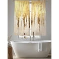 thumbnail image 6 of Sheer Curtains 72 Inches Long, Abstract Gold Light Filtering Window Curtains for Living Room/Bedroom, Modern Brush Luxury Strokes Artwork Rod Pocket Voile Sheer Curtain Drapes, 52"W x 72"L, 2 Panels, 6 of 8
