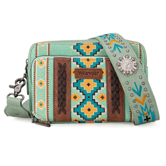 Bandolera Montana West Wrangler Boho Aztec Green WG2207