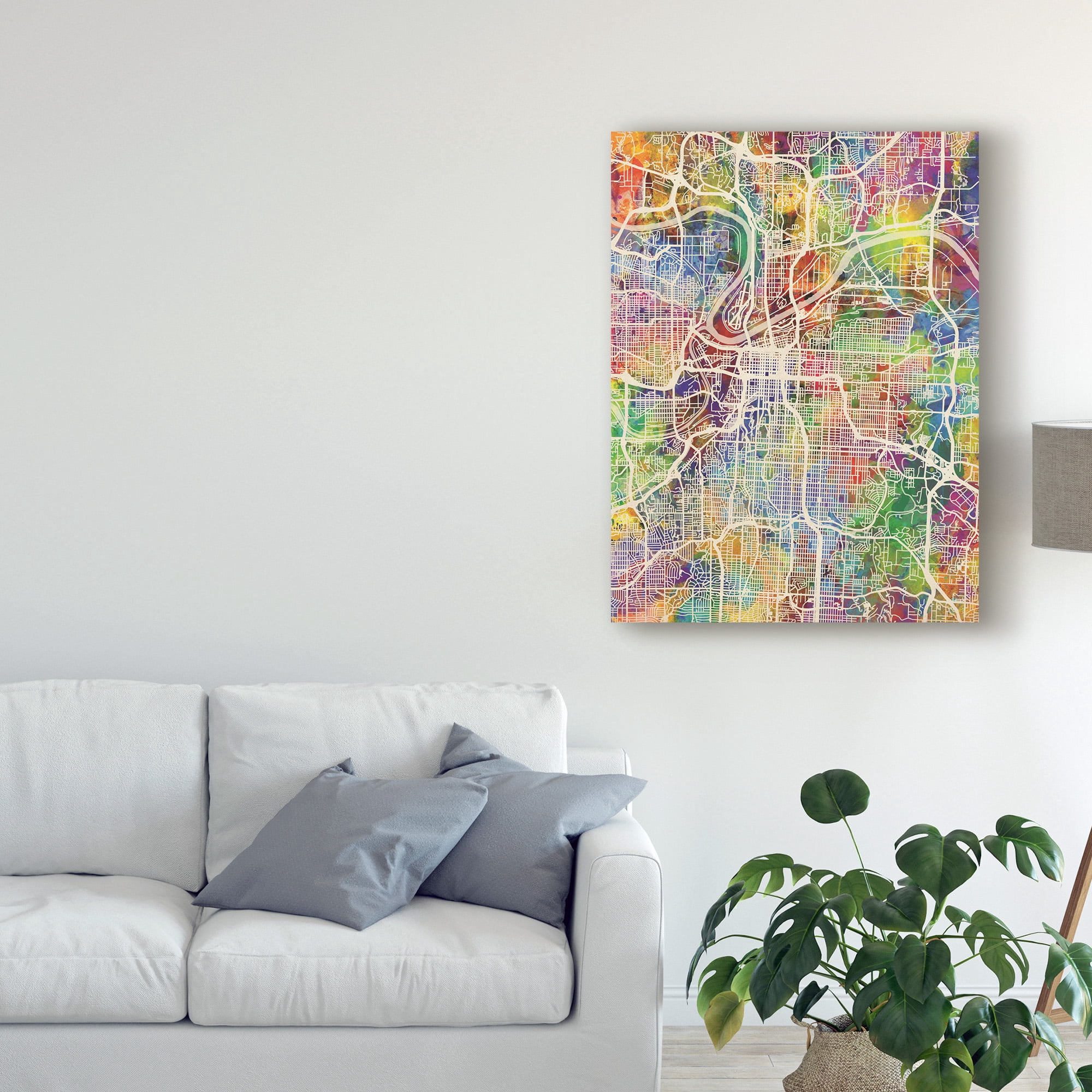 Trademark Fine Art 'Kansas City Missouri City Map III' Canvas Art by Michael Tompsett
