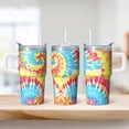 thumbnail image 2 of 20oz Travel Coffee Tumbler with Handle and Straw, Geometric Texture Stainless Steel Insulated Double Wall Mug, 2 of 5