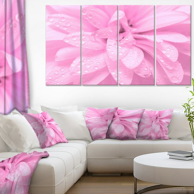 Fleurs Roses Abstraites avec Pétales - Impression sur Toile Florale
