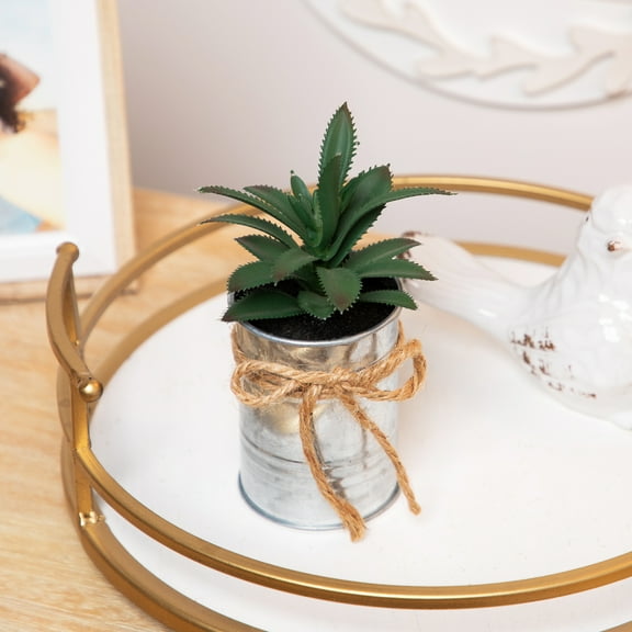 Northlight 6" Tropical Artificial Plant in Tin Planter - Green/Silver