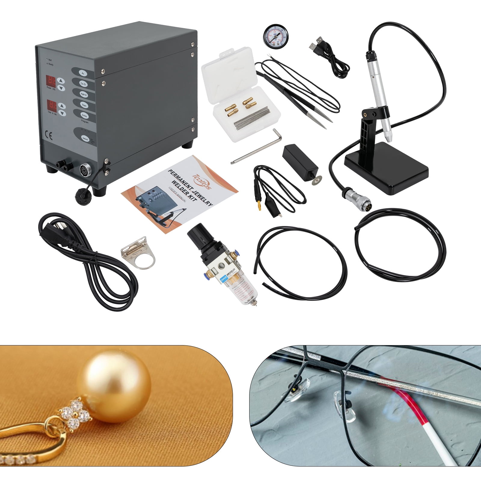 Jewelry Spot Welding Machine, 110V 60HZ Pulse Argon Arc Permanent Jewelry Welder