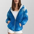 thumbnail image 2 of Kaprioy Hoodies For Women Tie Dye Zip Zipper Up Pocket Drawstring Ladies Pullover Fall Fashion Hooded Sweatshirts Casual Tops For Women Blue, XXXL, 2 of 6
