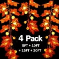 thumbnail image 1 of 4 Pack Thanksgiving Decor Pumpkin Maple Leaf String Lights Halloween Fall Decoration Seasonal Christmas Warm LED Light Decoration, 1 of 9