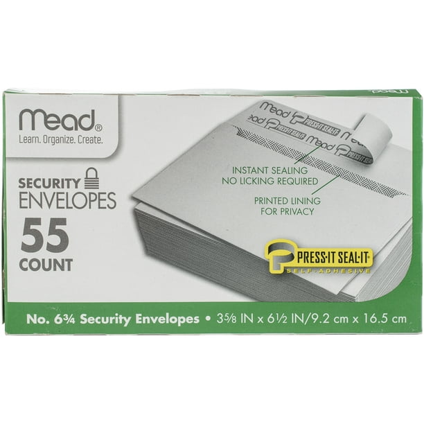 Mead Enveloppes en Boîte Peel & Stick 3.625" X6.5" 55/Pkg-Security 6 75030