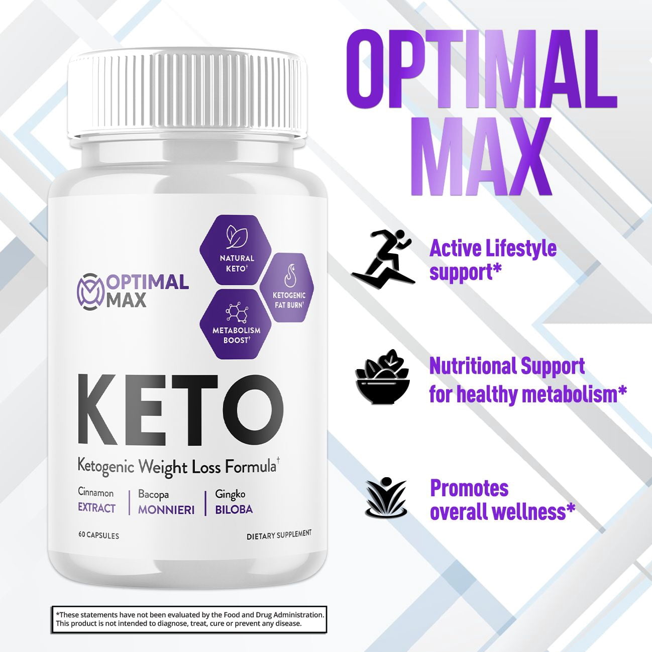 Optimal Max Keto - Ketogenic Weight Loss Formula - Energy & Focus Boosting Dietary Supplements for Weight Management & Metabolism - Advanced Fat Burn Ketones Pills - 120 Capsules (2 Pack)