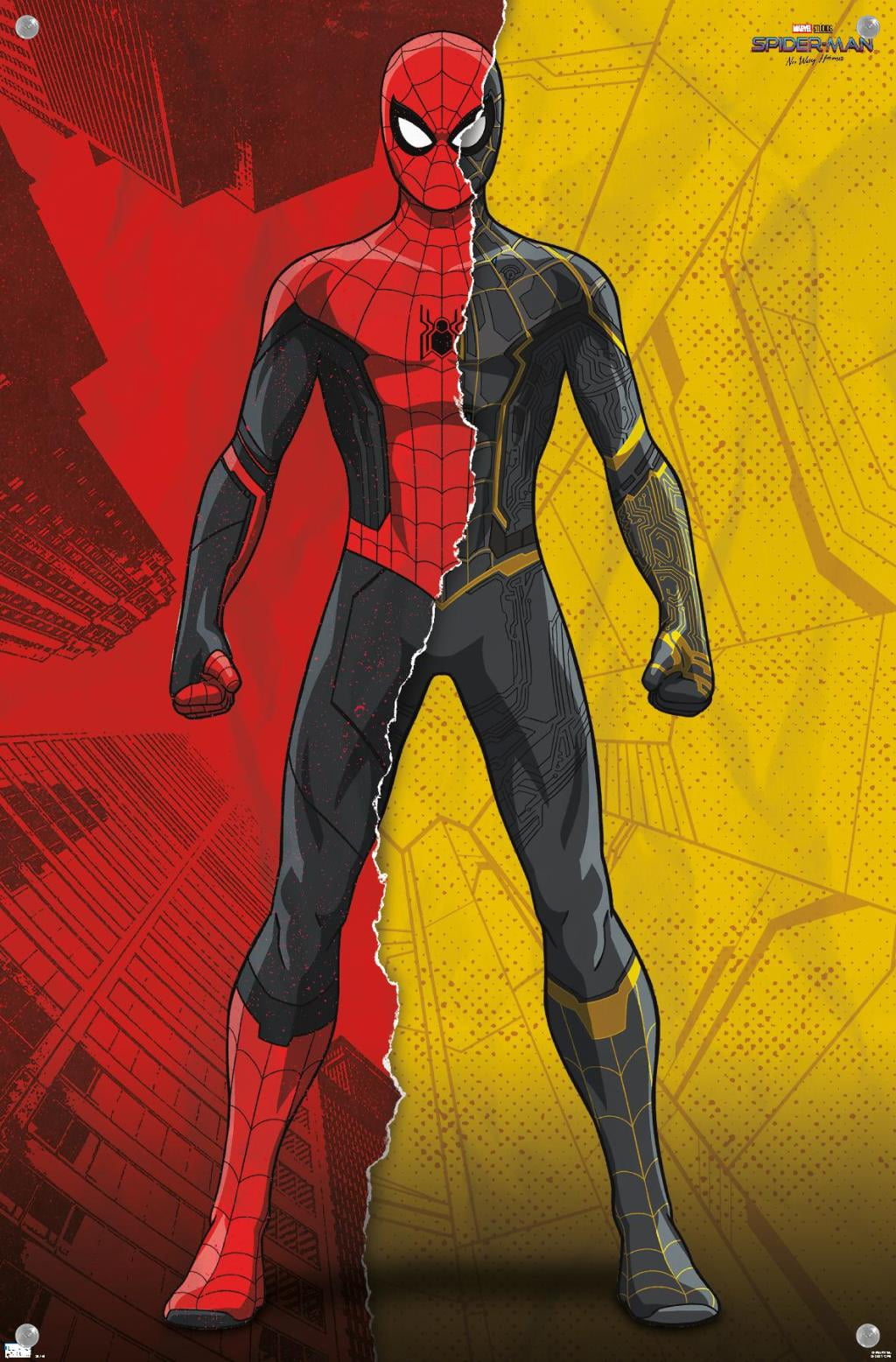 Marvel Spider-Man: No Way Home - Costume Blend Wall Poster with Push Pins, 14.725" x 22.375"