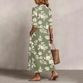 thumbnail image 6 of Ayolanni Plus Size Dresses for Women V Neck 3/4 Sleeve A-Line Maxi Dresses Floral Babydoll Beach Flowy Long Dress Green L, 6 of 7