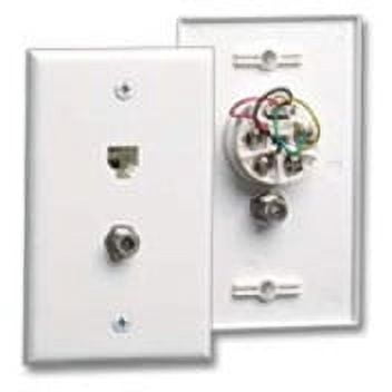 Leviton 40258-I Ivory Combination Telephone Jack and F-Connector Wall Plate