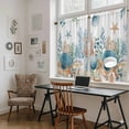 thumbnail image 5 of Teal Blue Coastal Kitchen Curtains 54 Inch Length, Summer Beach Starfish Shell Coral Nautical Tiers Curtains for Bathroom Bedroom Cafe, Light Filtering Window Treatment Drapes 2 Panels 42"Wx54"L, 5 of 8