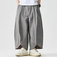 thumbnail image 4 of Men's Casual Summer Wide Leg Pants Breathable Comfortable Outdoor Beach Daily Wear Loose Fit Split Hem Lightweight Men's Pants Stretch Waist Big and Tall Summer, 4 of 6