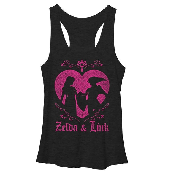 Women's Nintendo Legend of Zelda Link Love  Racerback Tank Top Black Heather Large