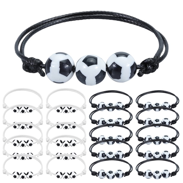 20 pulseras de pelotas deportivas, pulseras de cuentas de rugby, béisbol y fútbol, cordón de cera ajustable, pulseras de pelotas deportivas inspiradoras, regalos para niños y niñas YUNYI BRAND Deportes