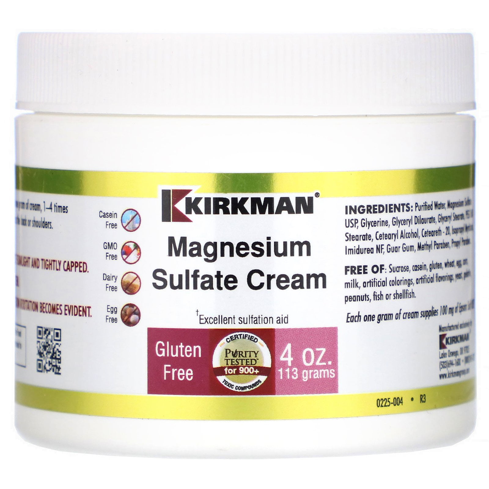 Kirkman Labs Magnesium Sulfate Cream 4 oz 113 g - Walmart.com - Walmart.com