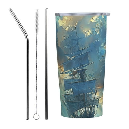 

Brave sea scene cup 20 ounce car cup stainless steel insulated travel cup