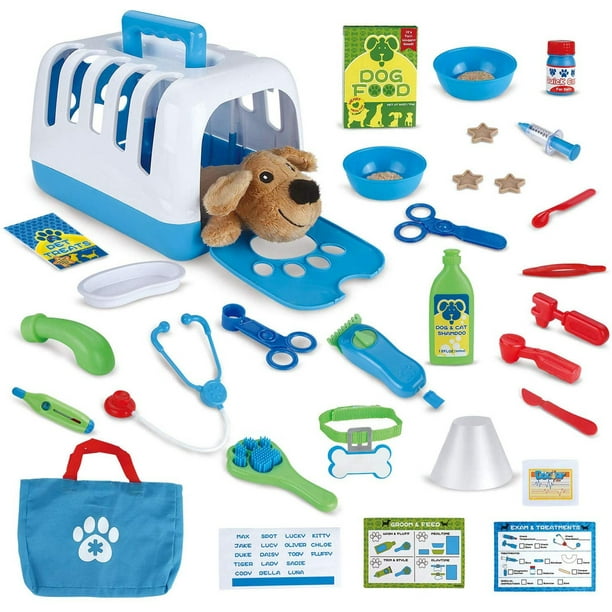 Pet Care Play Set34 Pieces, Vet Clinic and Cage Pretend Play for Kids
