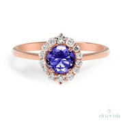 4 Carat Unheated Untreatet Blue Tanzanite Gemstone Ring Gemstone 14k Gold Astrological Natural Rashi Ratna Valentine's Day Gift For Women
