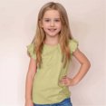 thumbnail image 2 of KPOPLK Girls Shirts Fashion Cross-Back T-Shirt Cute Puff Short Sleeve Crew Neck Summer Tees Tops Clothes for Kids 1-12 Years Size 3-4 Years,Light Green, 2 of 6