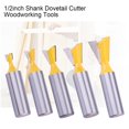 thumbnail image 2 of 5pcs Cemented Carbide 1/2inch Shank Dovetail Joint Router Bits Woodworking Milling Cutter Set, 2 of 8