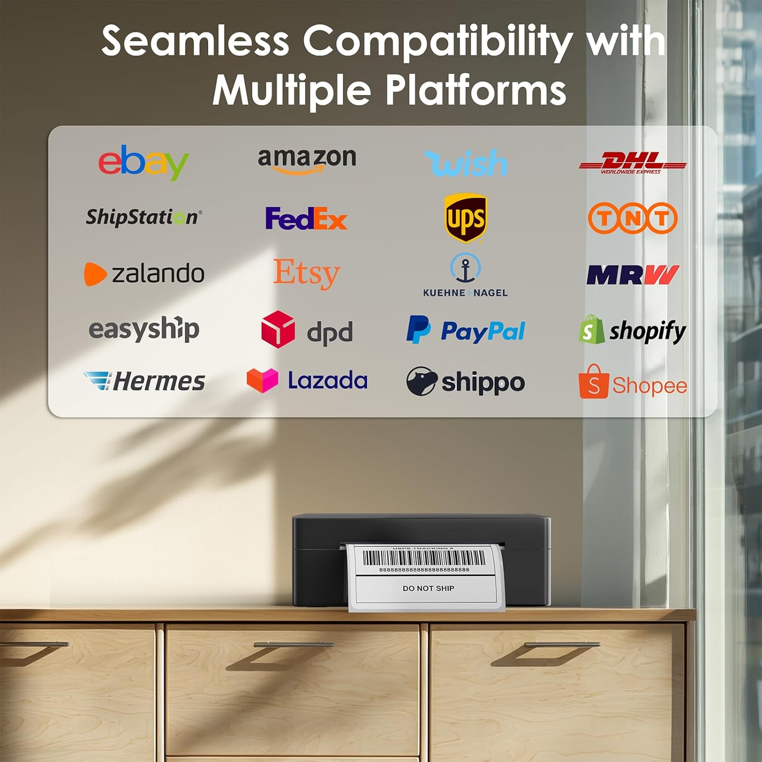 Shipping Thermal Label Printer, 4x6 Portable Label Printer, Bluetooth Label Maker for Small Business, Support iPhone,Android,Windows,Mac,Chromebook,Works with USPS, Etsy,Shopify&More, Black