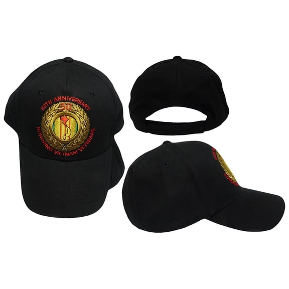 50th Anniversary Honoring Vietnam Veterans Black Adjustable Embroidered Hat Cap