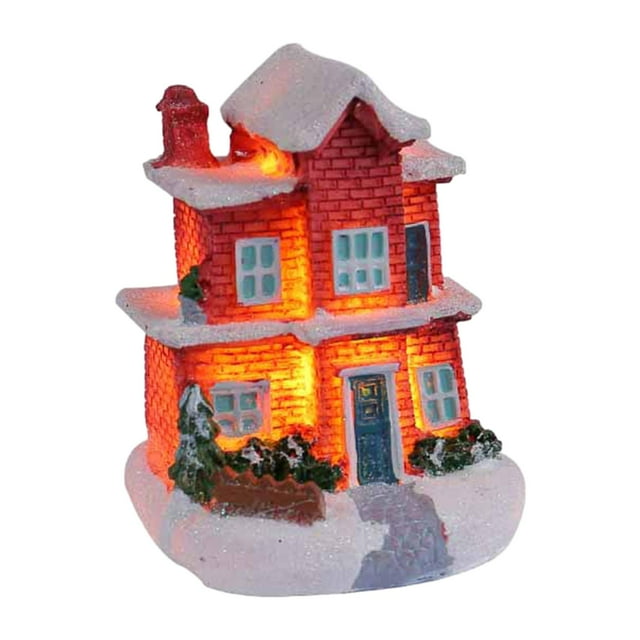 Decoración navideña de casa de pueblo con nieve, manualidades de resina, decoración del hogar Estilo I