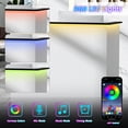 thumbnail image 5 of AHB 50-inch Reception Desk with Counter, Front Desk Office Desk with Storage Shelves & LED Lights, White, 5 of 8