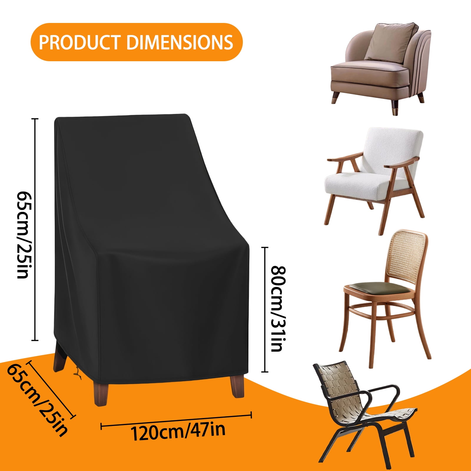 2 Pack Patio Chair Covers Waterproof UV Protection Oxford Outdoor Patio Furniture Covers All Weather Protection for Lawn Chairs Swivel Rocking Chairs Lounge Chair