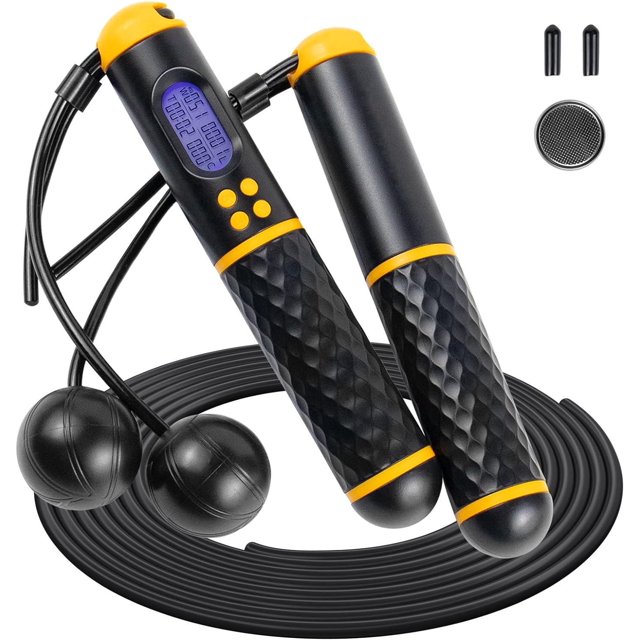 Cuerda de saltar digital inalámbrica: cuerda ajustable que no se enreda y mango antideslizante con cuerdas de saltar con peso para fitness, cuerdas de saltar para ejercicios para niños y adultos