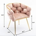 thumbnail image 4 of Luxury Velvet Barstools, Modern Sofa Chair with Golden legs, Single Make-up Chair with C-shaped Backrest, Household Dresser Stool for Bedroom, Office, Living Room, Pink, 4 of 9