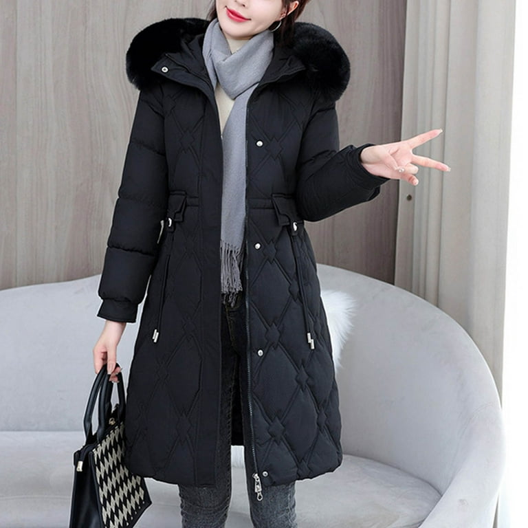 UPPADA Long Winter Puffer Coat for Women Winter Faux Fur Quilted