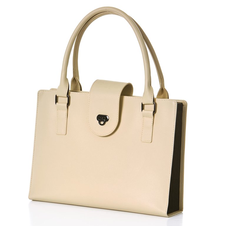 Women s Tote Bag Portable File Organizer Briefcase Purse Off White