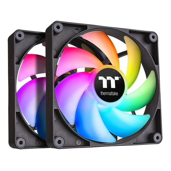 Thermaltake CT140 Ventilateur de Refroidissement Sync PC (Lot de 2 Ventilateurs), Carte Mère Sync 5V, 16.8 Millions de Couleurs 9 LEDs Adressables, Boîtier Hydraulique 140 Mm/ventilateur Radiateur, CL-