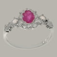 thumbnail image 3 of LBG British Made 10k White Gold Natural Ruby & Opal Womens Promise Ring - 33 size options - Size 7, 3 of 7