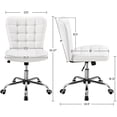 thumbnail image 4 of Yaheetech Modern Faux leather Tufted Armless Office Chair,White, 4 of 9