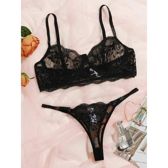 Black Lingerie Sexy Set See Through